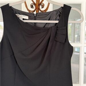 Evan Picone Black Sheath Dress Petite 8P Bow Detail Sleeveless